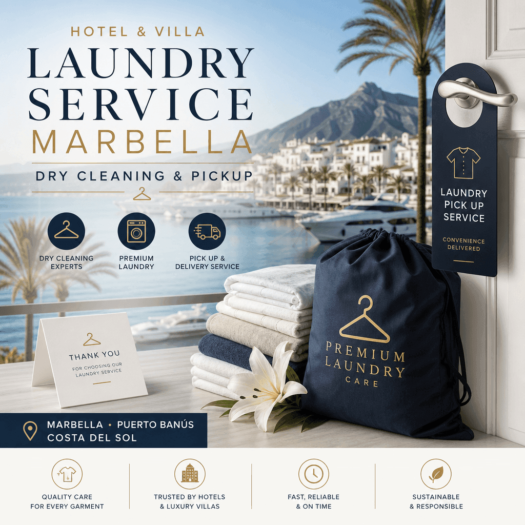 Premium hotel and villa laundry service in Marbella with dry cleaning, pickup, and delivery